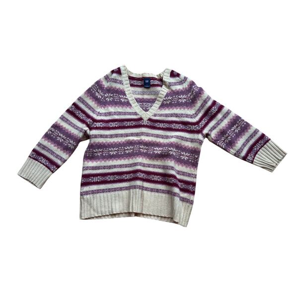 Vintage 80s GAP V Neck 100% Lambswool Sweater Made in Hong Kong Women's L - Picture 1 of 4